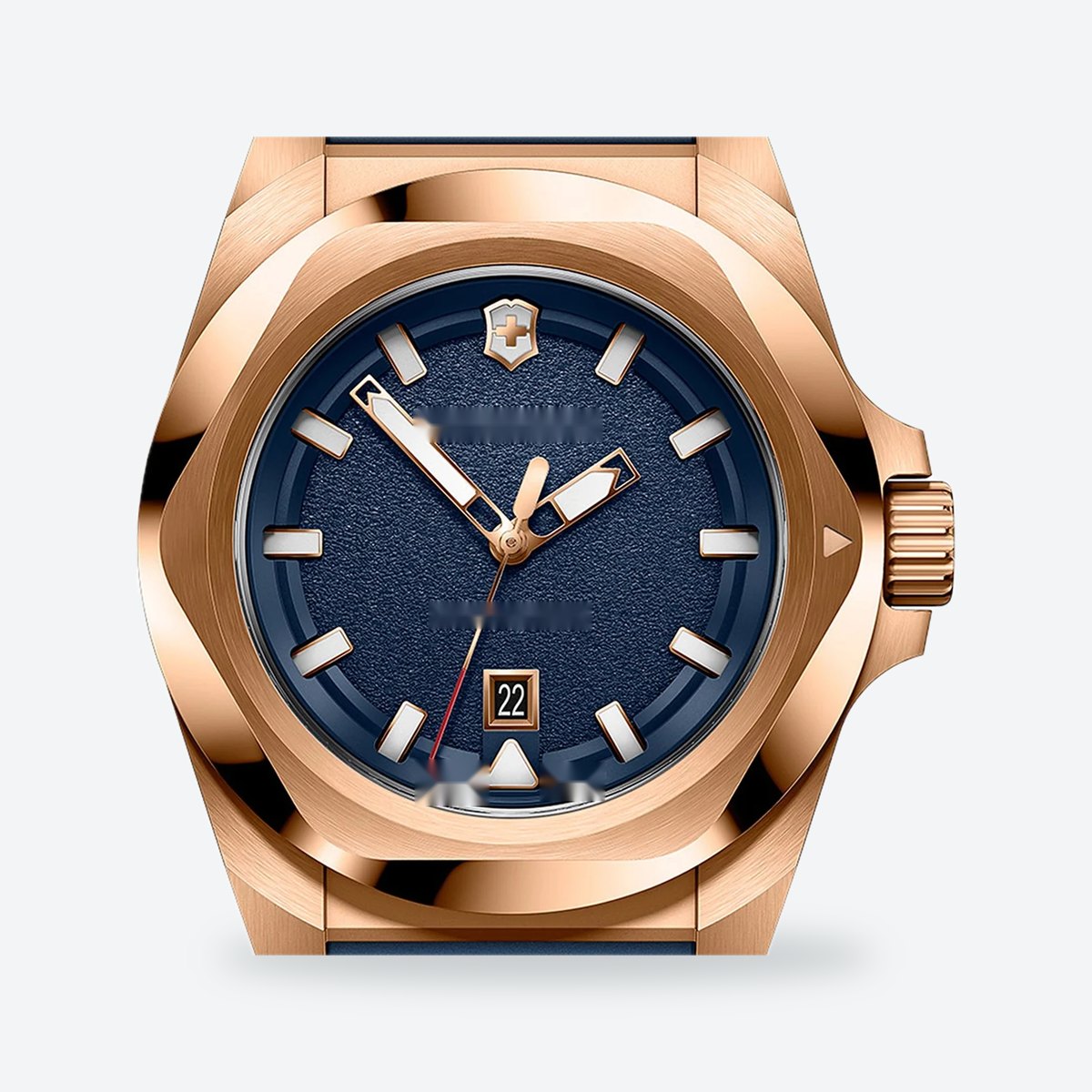 Women's 35mm Blue Dial Watch, Rubber Strap, view 2