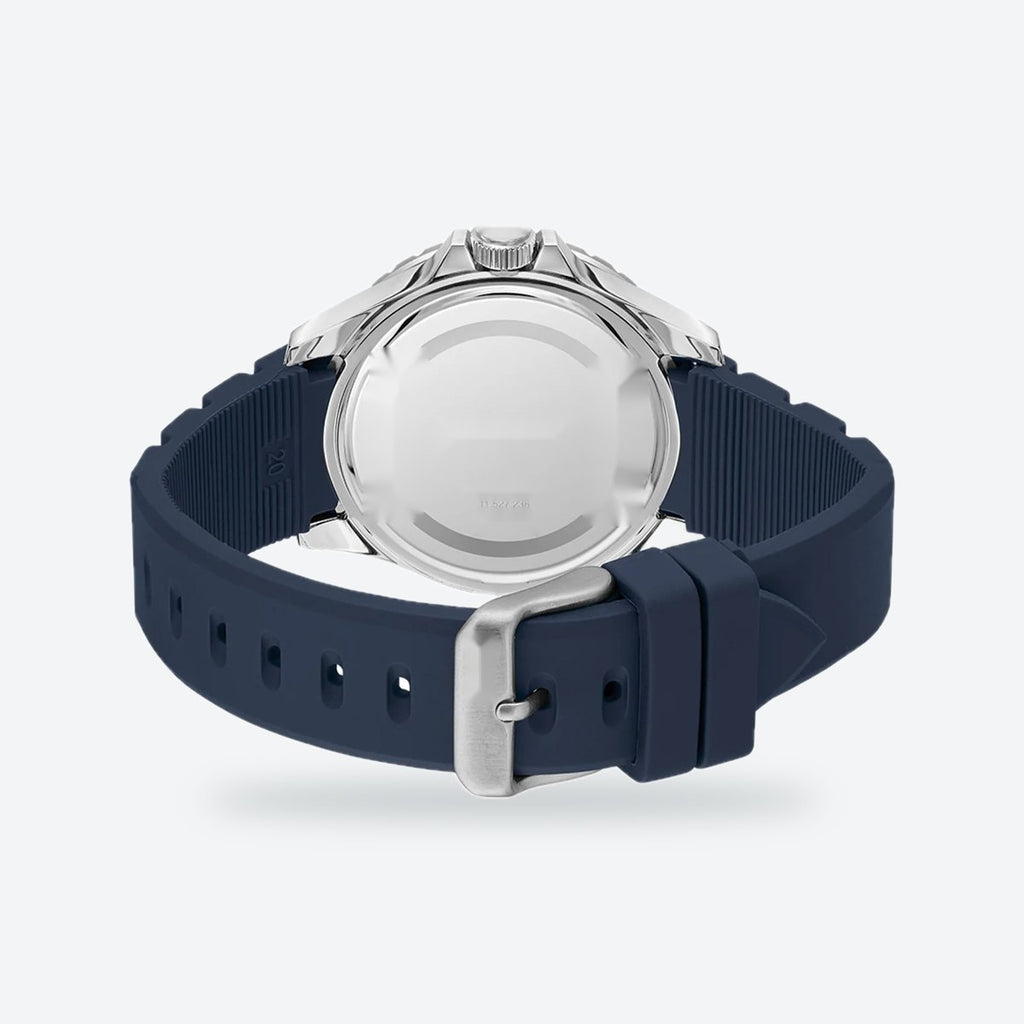Men's 41mm Blue Dial Watch, Rubber Strap, view 4