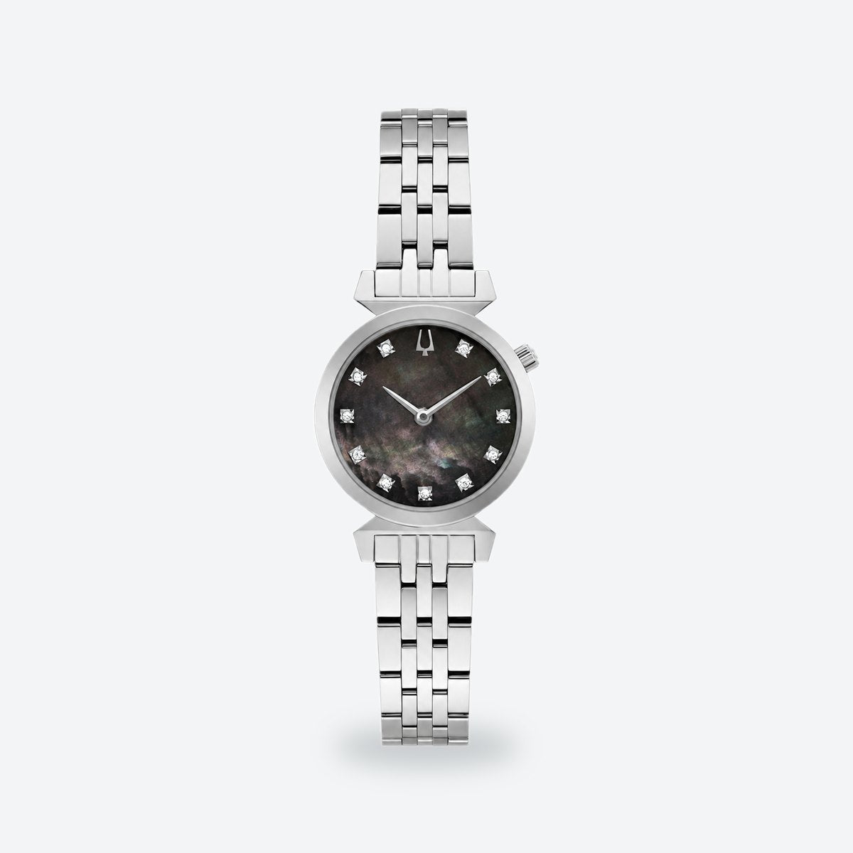 Women's 24mm Black Dial Watch, Mother-of-pearl dial / Silver-tone