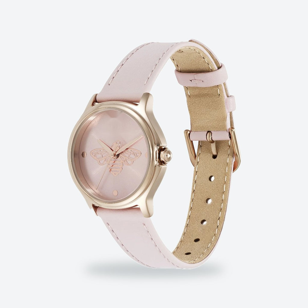 Women's 30mm Pink Dial Watch, Leather Strap, view 4