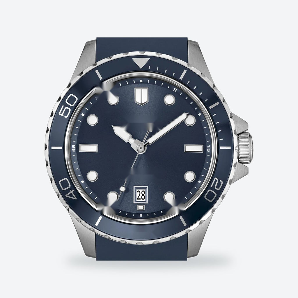 Men's 41mm Blue Dial Watch, Rubber Strap, view 2