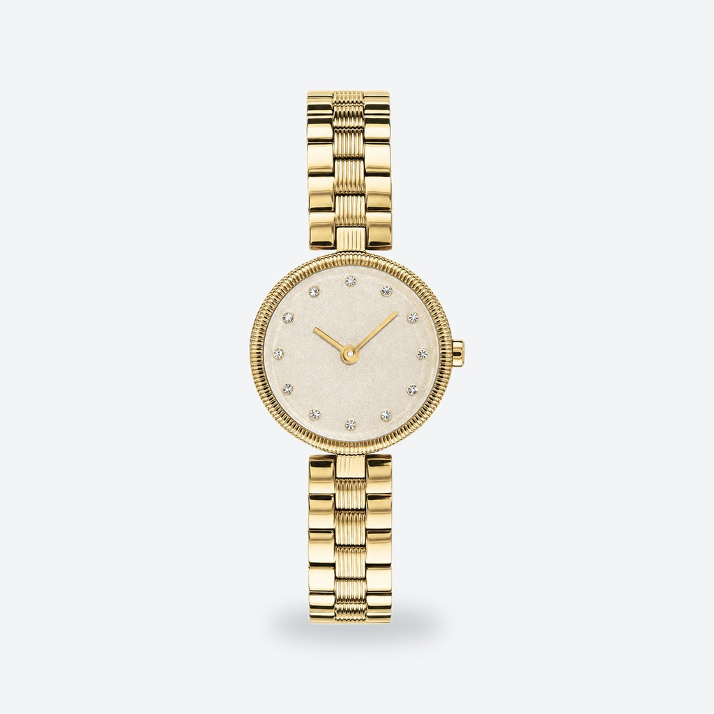 Women's 24mm Gold Dial Watch, Steel Bracelet, Style 2, Gold dial / Gold-tone