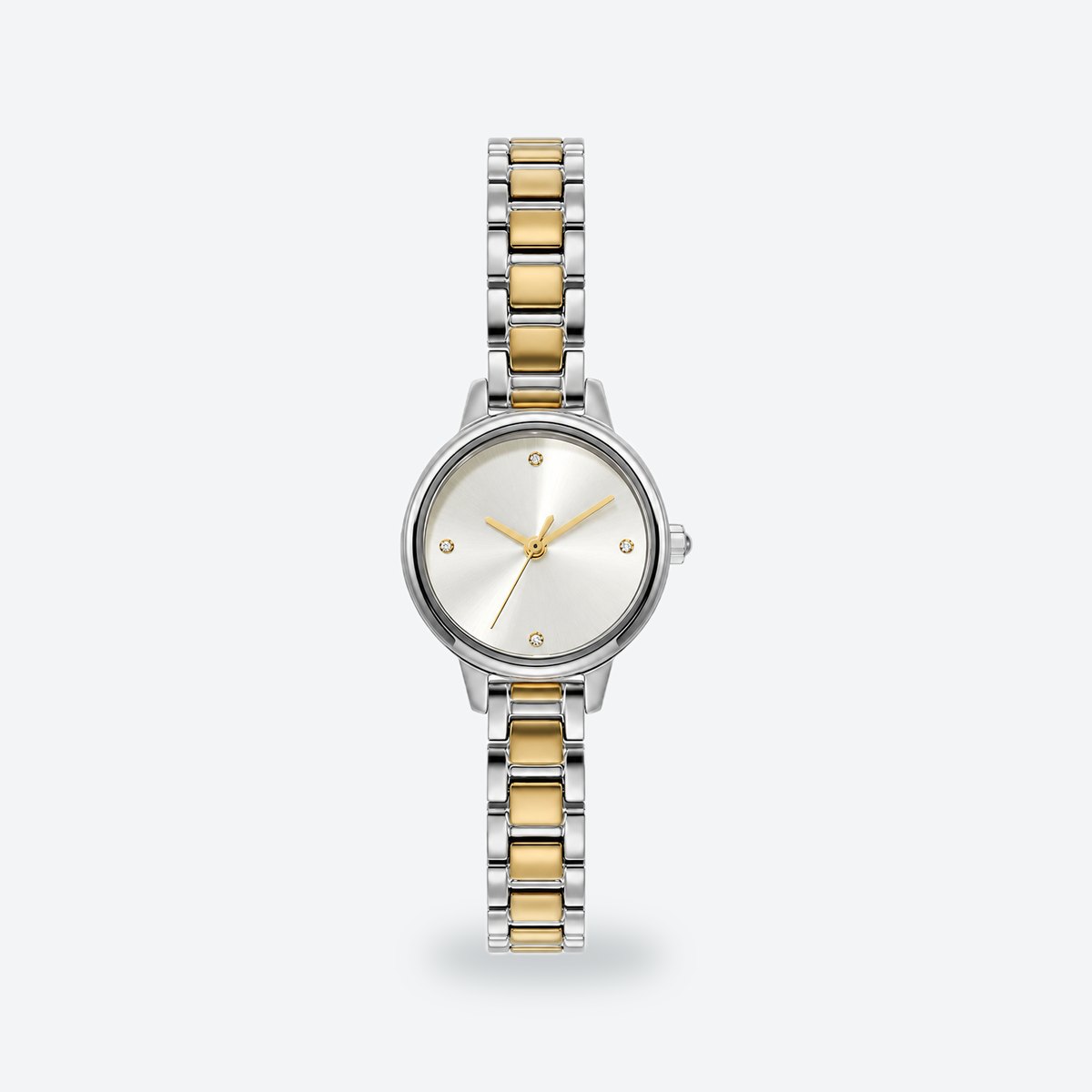 Women's 23mm Gold Dial Watch, Steel Bracelet, Silvery white dial / Two-tone