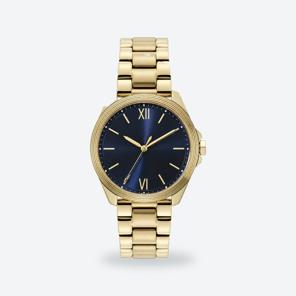 Women's 36mm Ivory Dial Watch, Blue dial / Gold-tone