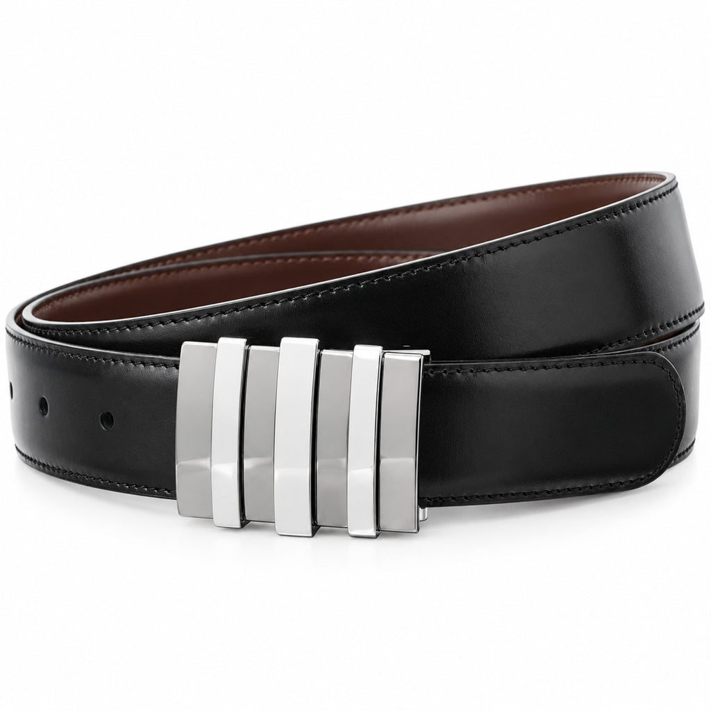 Men's Reversible Leather Belt, Black and Brown, view 2