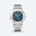 Men's 40mm Automatic Steel Watch, Integrated Bracelet, Black-blue Dial, Blue dial