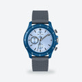 Men's 42mm Blue Dial Chronograph Watch, Rubber Strap, Blue dial / Grey