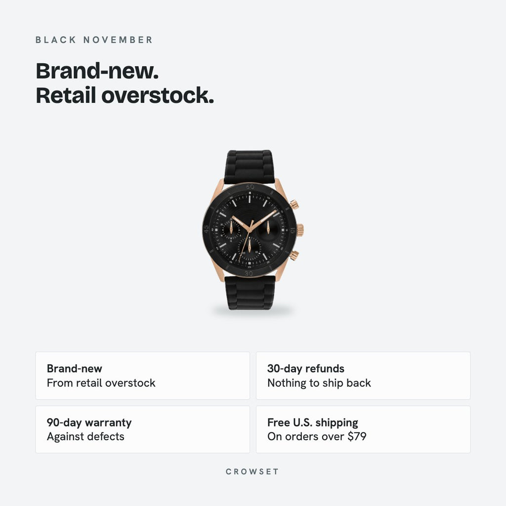 Men's 43mm Black Dial Watch, Rubber Strap, details