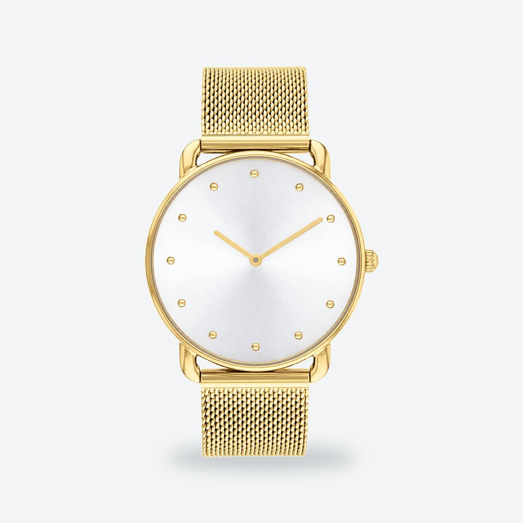 Women's 36mm White Dial Watch, Steel Bracelet, Gold-Tone, White dial / Gold-tone