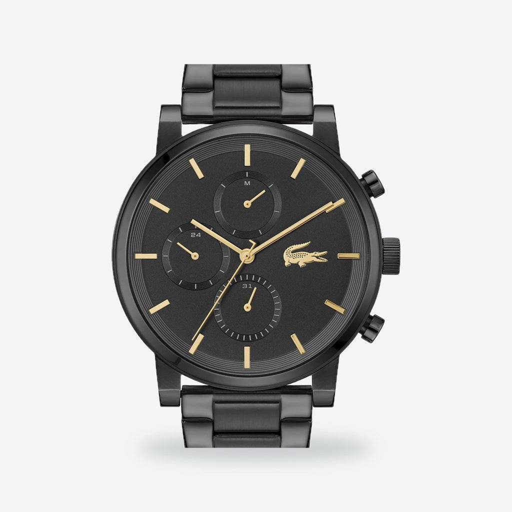 Men's 44mm Black Dial Watch, Steel Bracelet, view 3