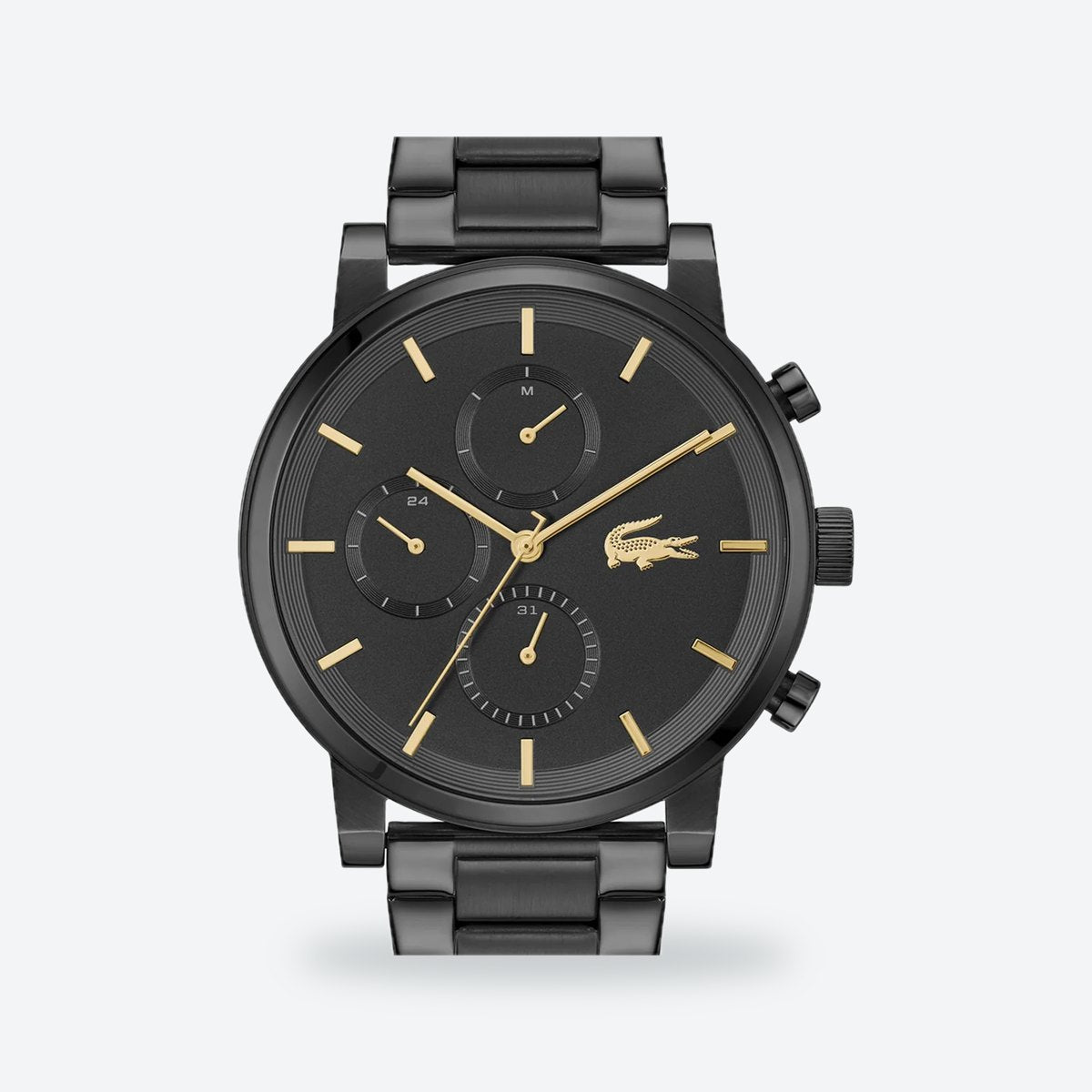Men's 44mm Black Dial Watch, Steel Bracelet, view 3