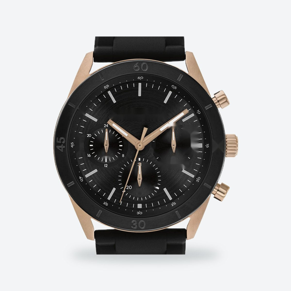 Men's 43mm Black Dial Watch, Rubber Strap, view 3