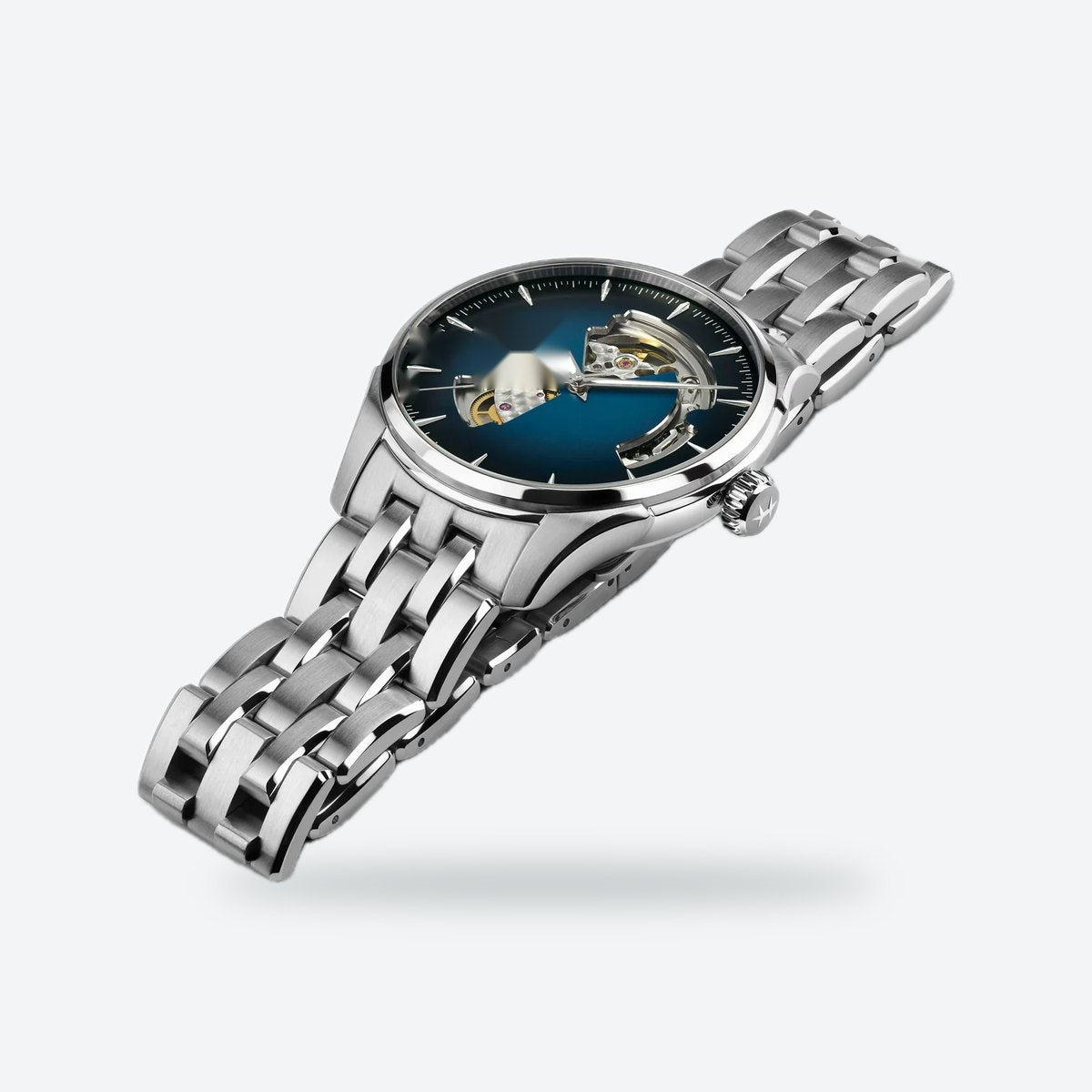 Men's 40mm Automatic Open-Heart Dial Watch, Smoked blue Dial, view 4