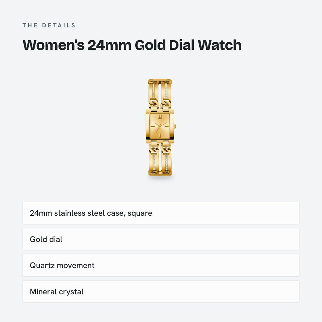 Women's 24mm Gold Dial Watch, Steel Bracelet, details