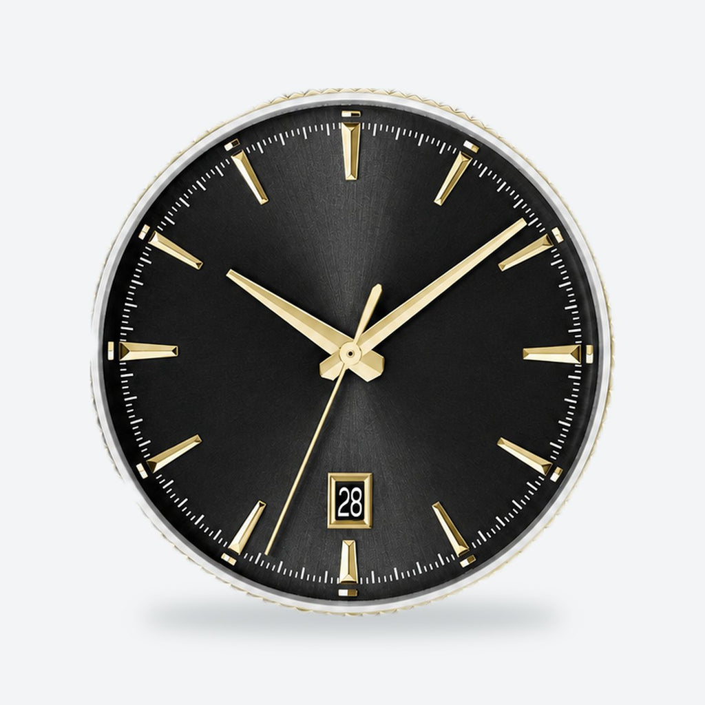 Men's 40mm Black Dial Watch, Steel Bracelet, Black dial / Gold-tone