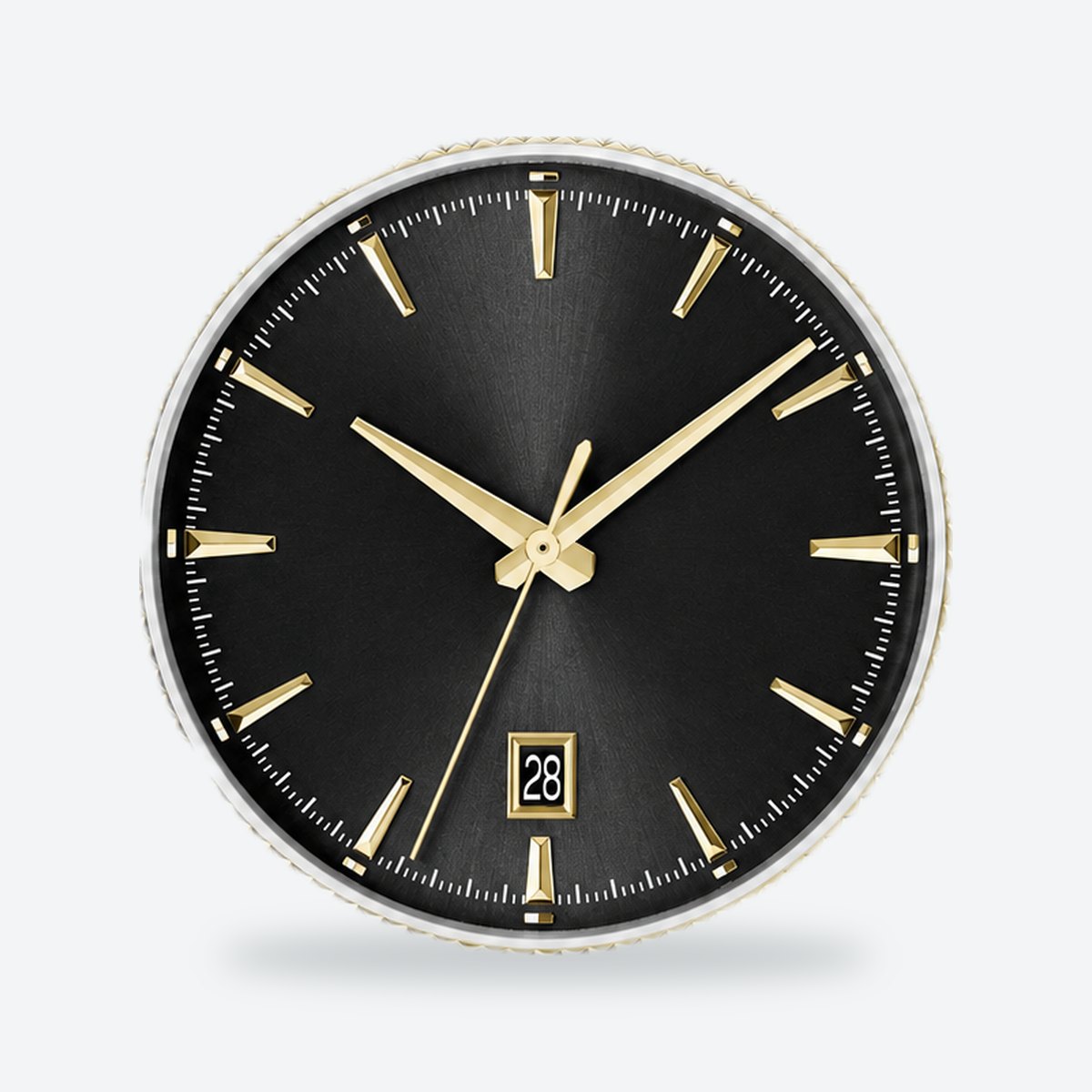 Men's 40mm Black Dial Watch, Steel Bracelet, Black dial / Gold-tone