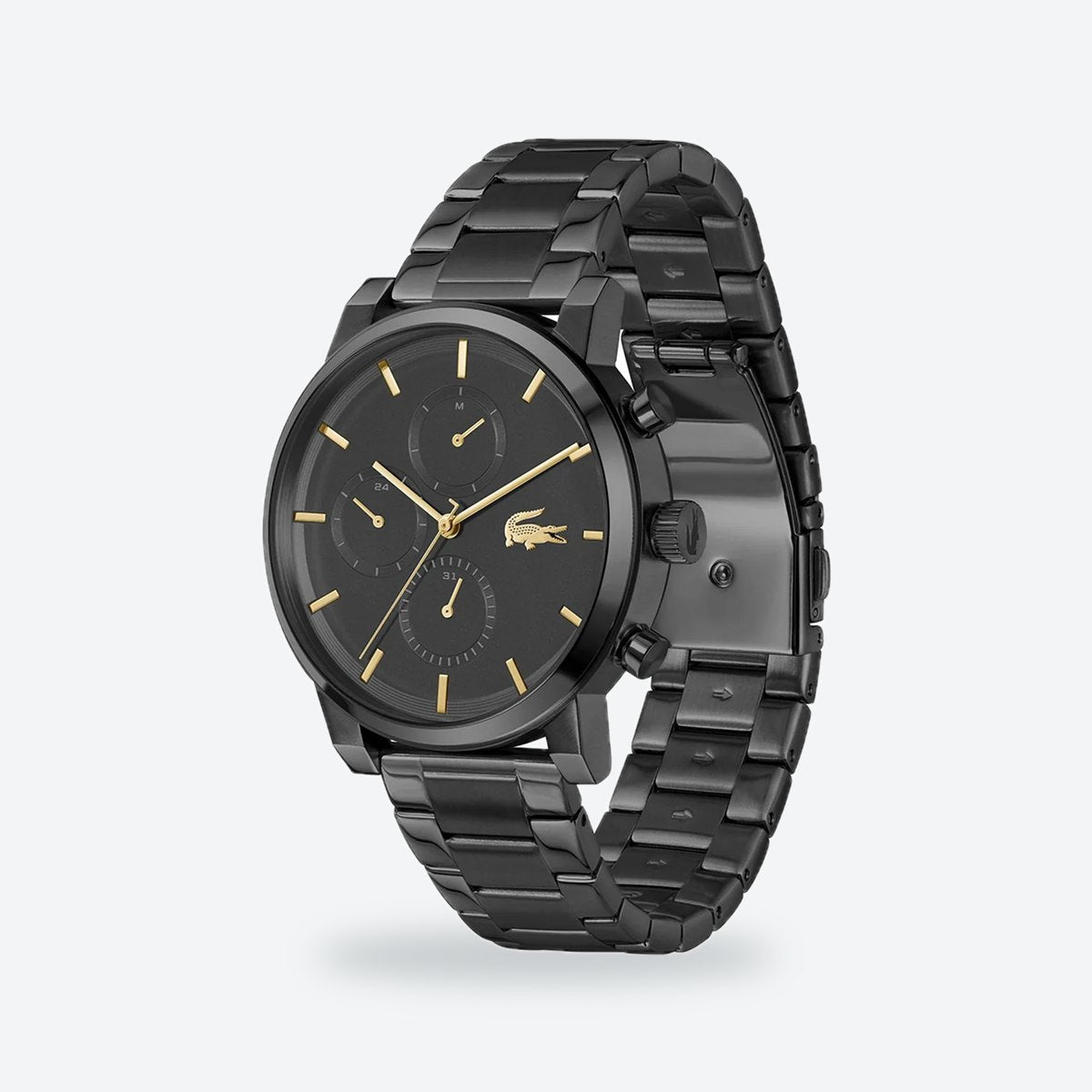 Men's 44mm Black Dial Watch, Steel Bracelet, view 4