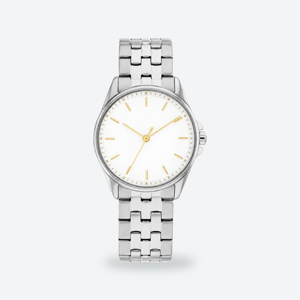 Women's 30mm Pink Dial Watch, Steel Bracelet, White dial / Silver-tone