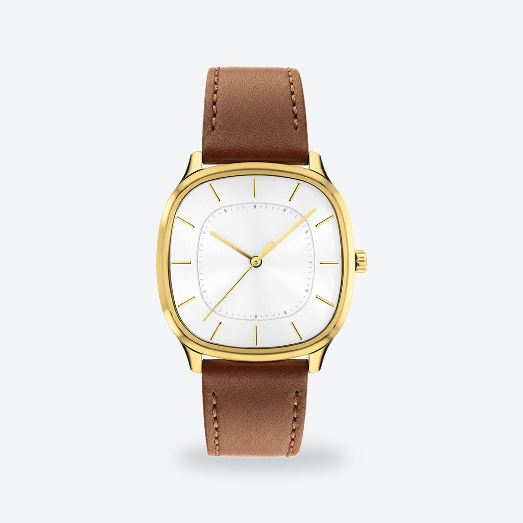 Men's 37mm Black Dial Watch, Black dial / Brown