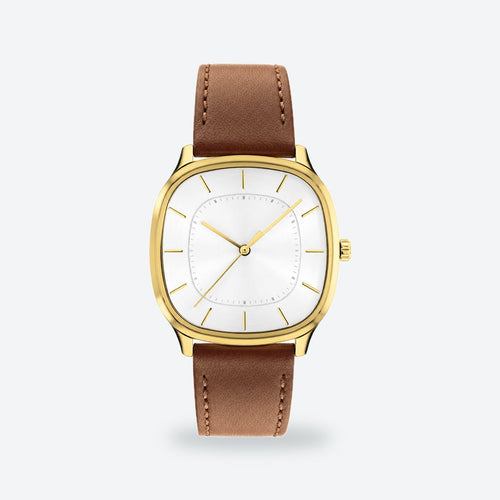 Men's 37mm Black Dial Watch, Black dial / Brown