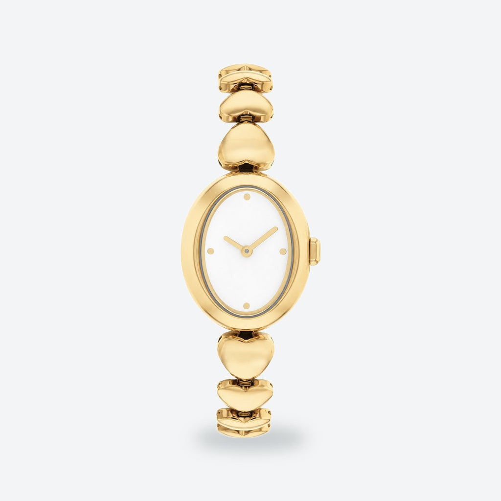 Women's 22mm White Dial Watch, Steel Bracelet, Gold-Tone, Style 2, photo