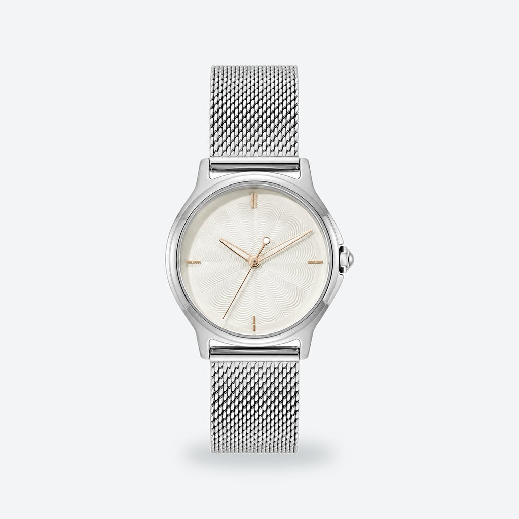 Women's 30mm White Dial Watch, Steel Bracelet, Gold-Tone, White dial / Silver-tone