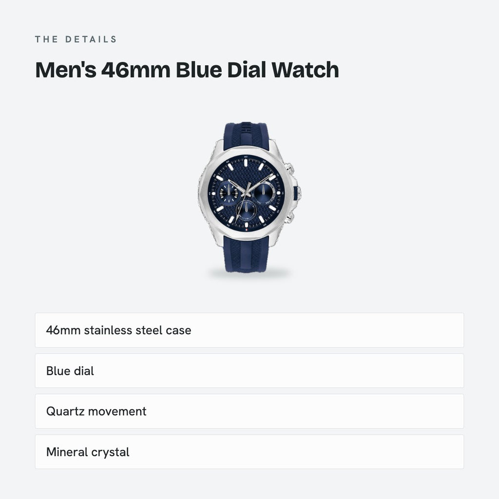 Men's 46mm Blue Dial Watch, details