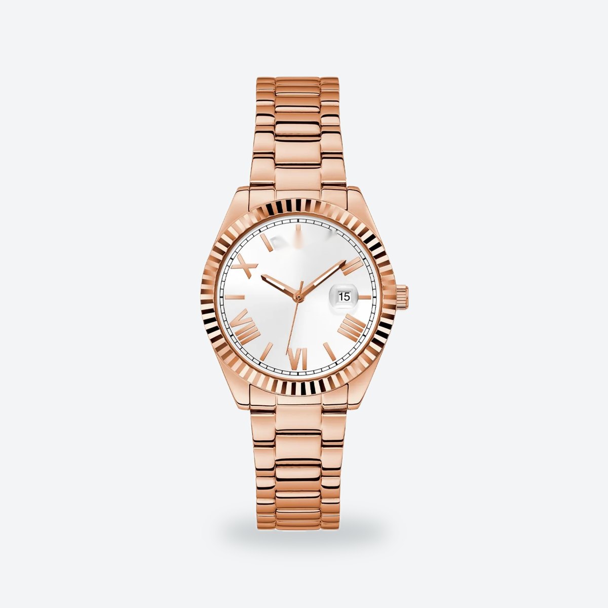 Women's 36mm White Dial Watch, Steel Bracelet, view 3
