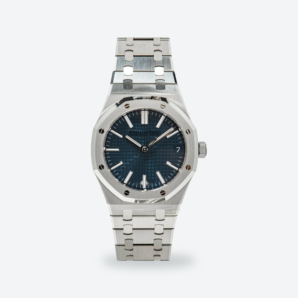 Men's 41mm Automatic Steel Watch, Octagonal Bezel, Blue Dial, view 2