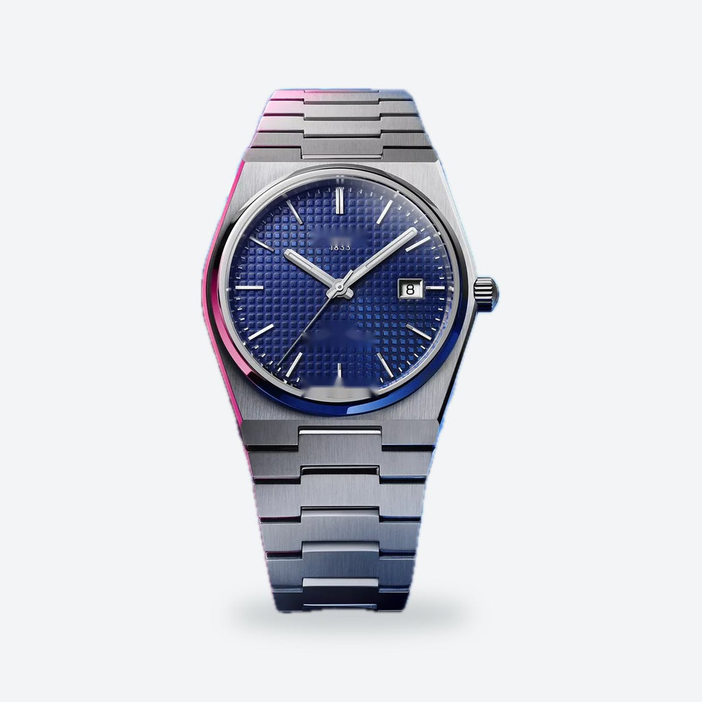 Men's 40mm Steel Watch, Integrated Bracelet, Blue Dial, view 7