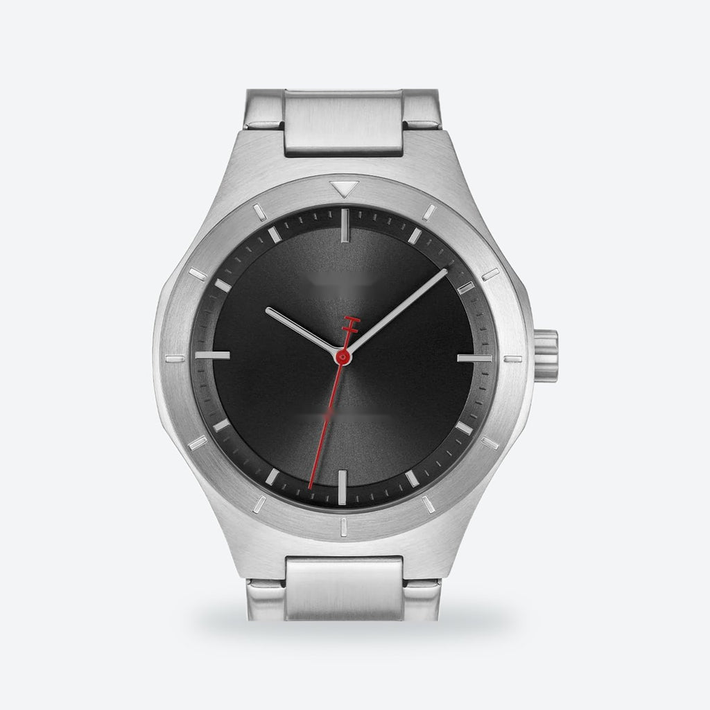 Men's 42mm Black Dial Watch, Steel Bracelet, view 2