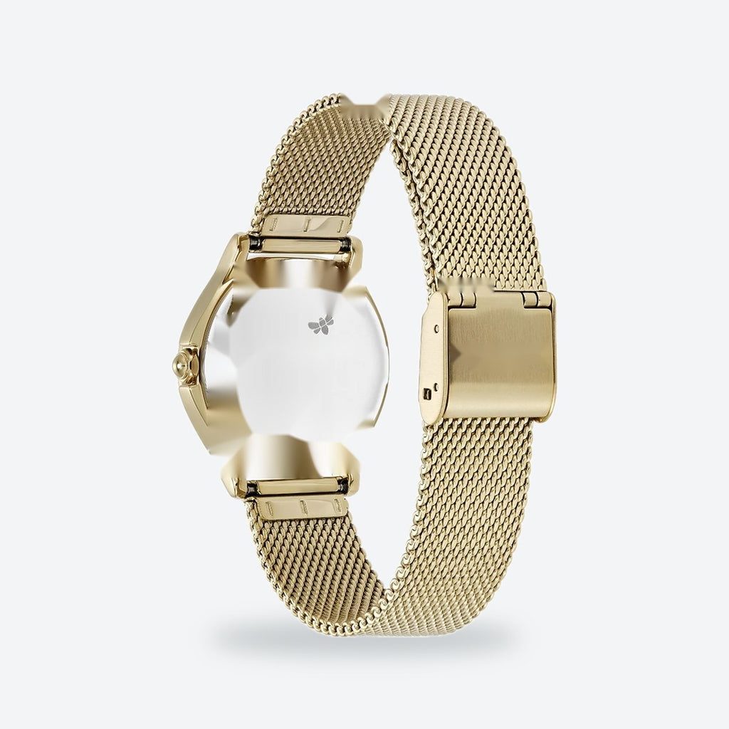 Women's 30mm White Dial Watch, Steel Bracelet, Gold-Tone, view 4