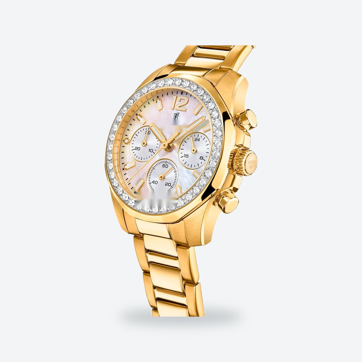 Women's 38mm White Dial Chronograph Watch, view 3