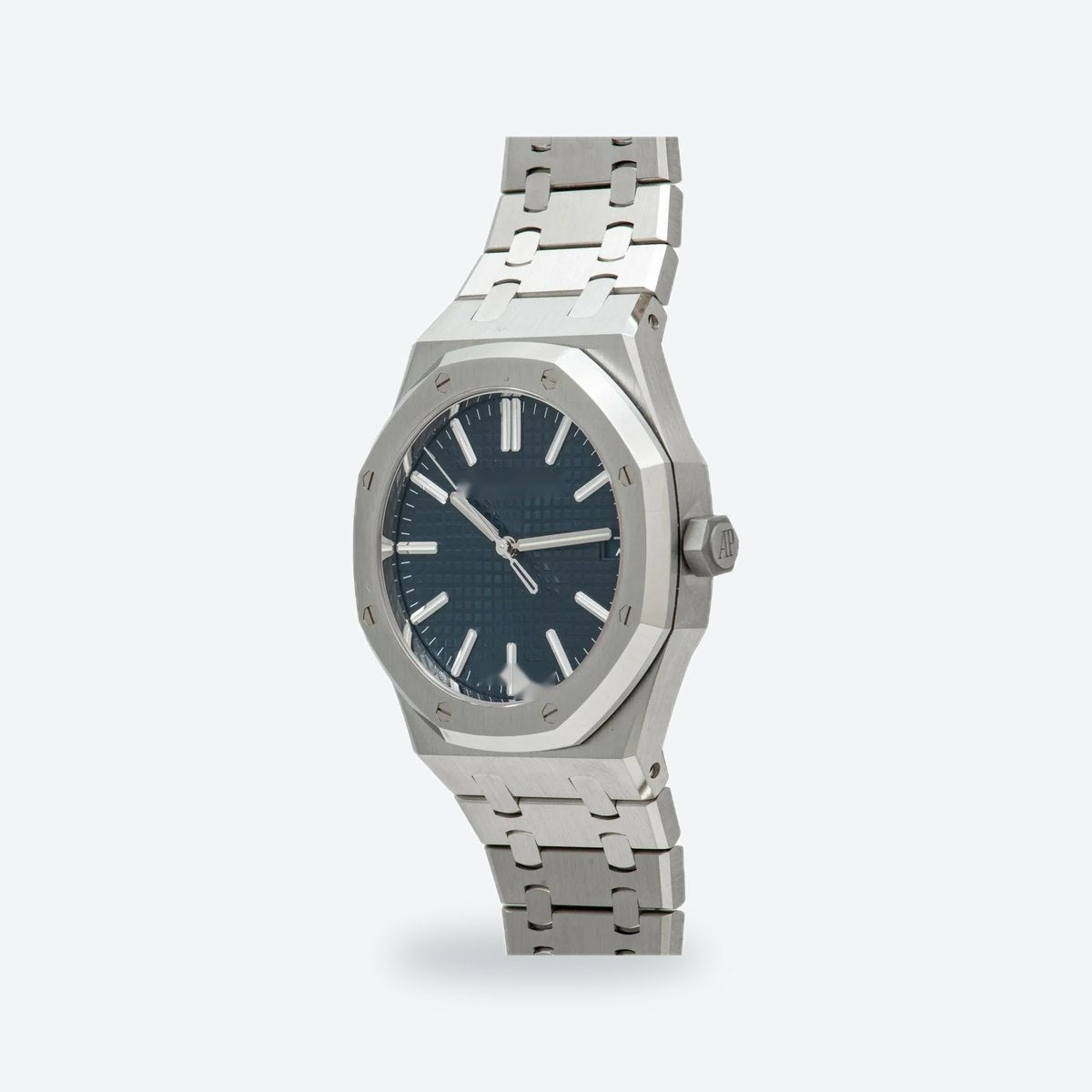Men's 41mm Automatic Steel Watch, Octagonal Bezel, Blue Dial, view 3