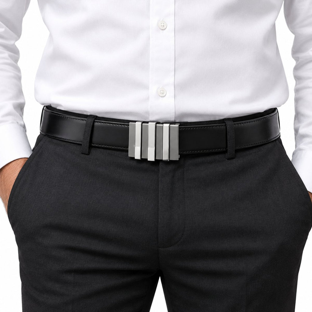 Men's Reversible Leather Belt, Black and Brown, view 5