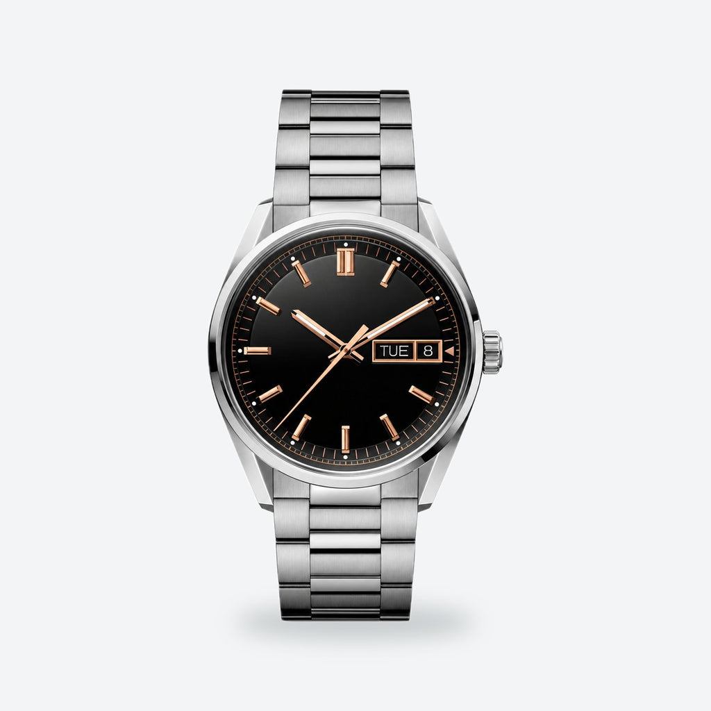 Men's 41mm Red Dial Automatic Watch, Black dial / Silver-tone
