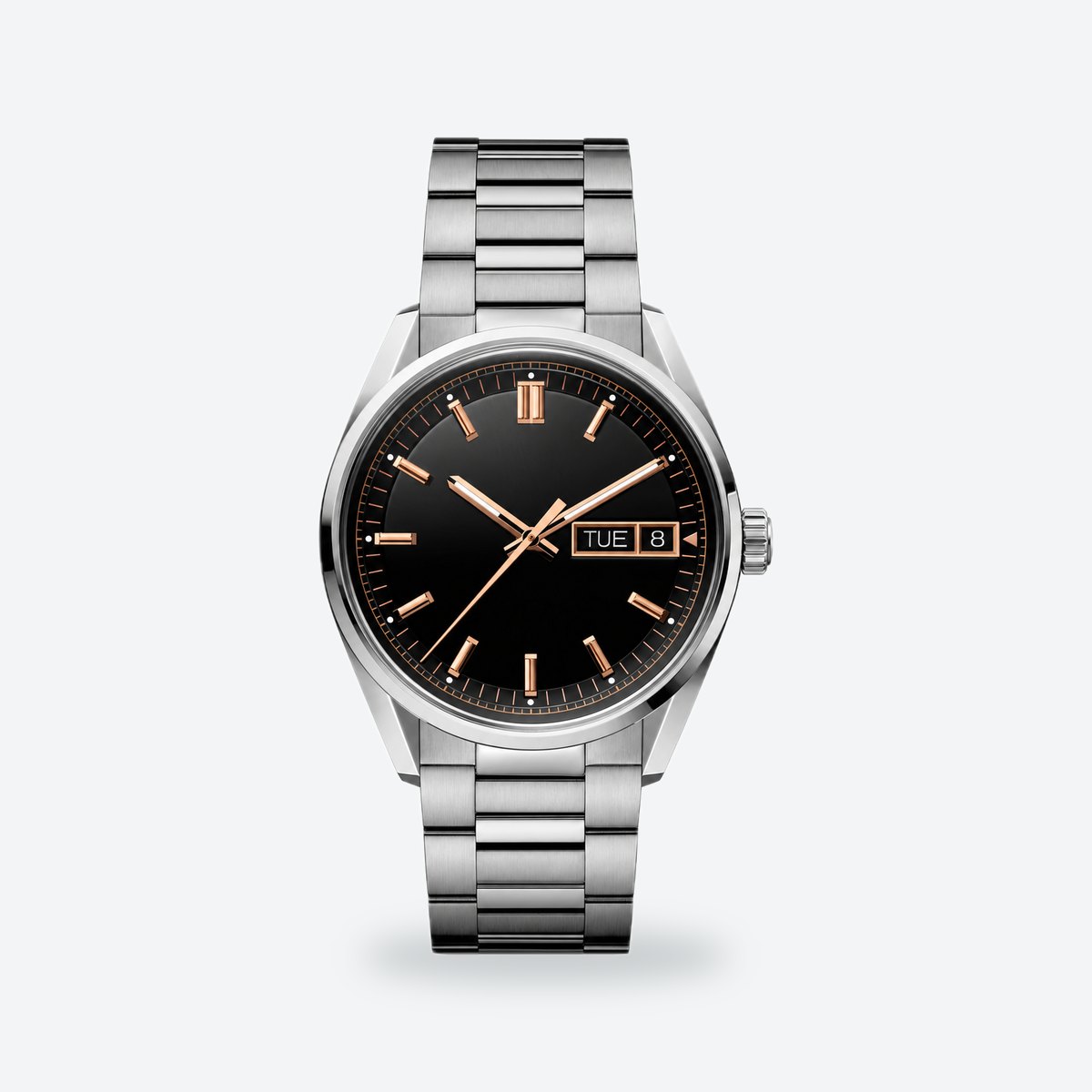 Men's 41mm Red Dial Automatic Watch, Black dial / Silver-tone