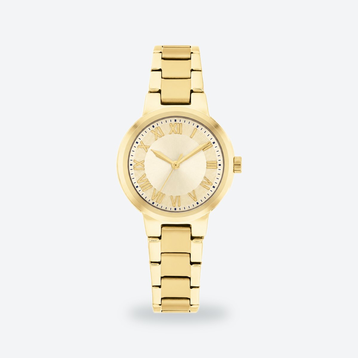 Women's 28mm White Dial Watch, Steel Bracelet, Style 2, Champagne dial / Gold-tone