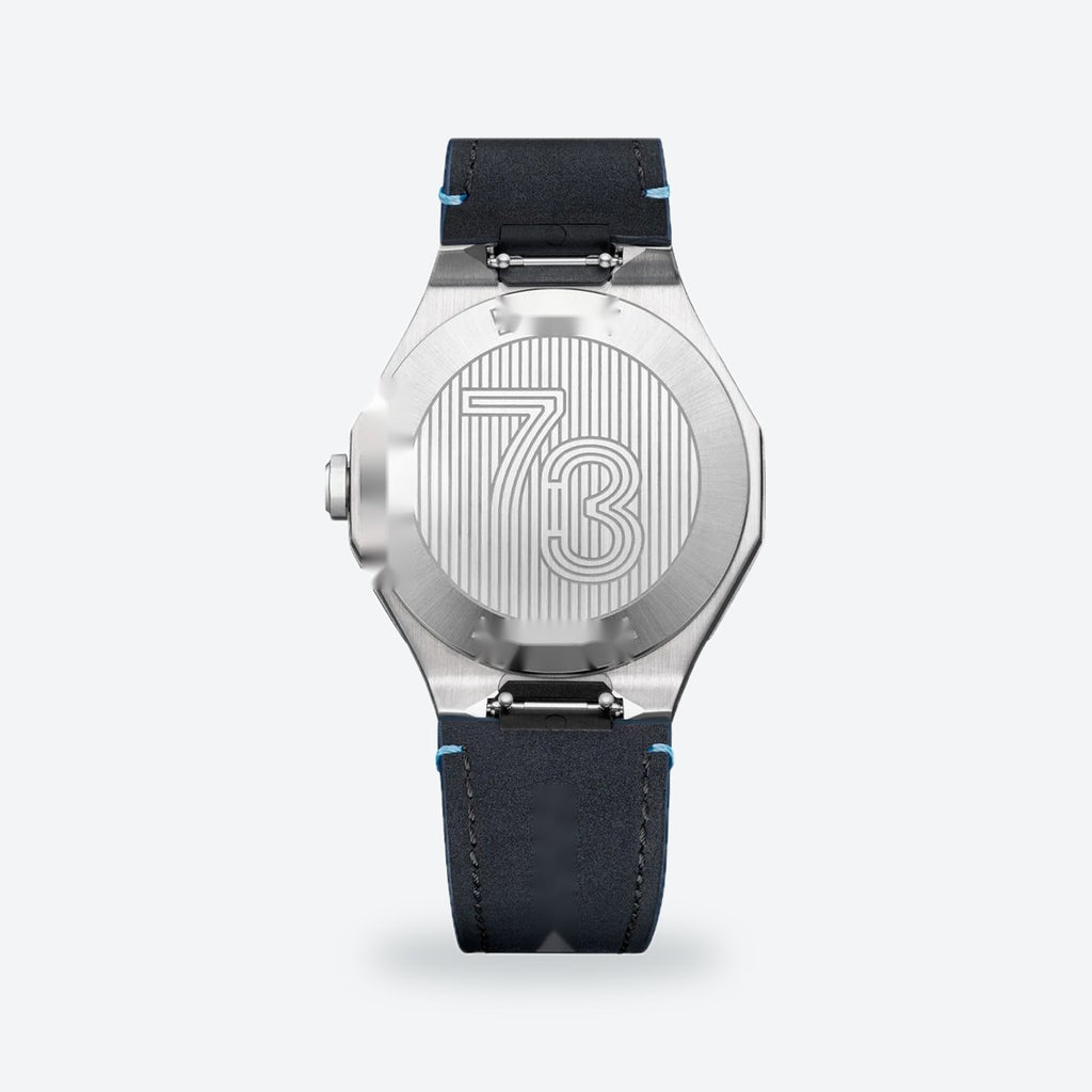 Men's 39mm Blue Dial Watch, Leather Strap, view 5