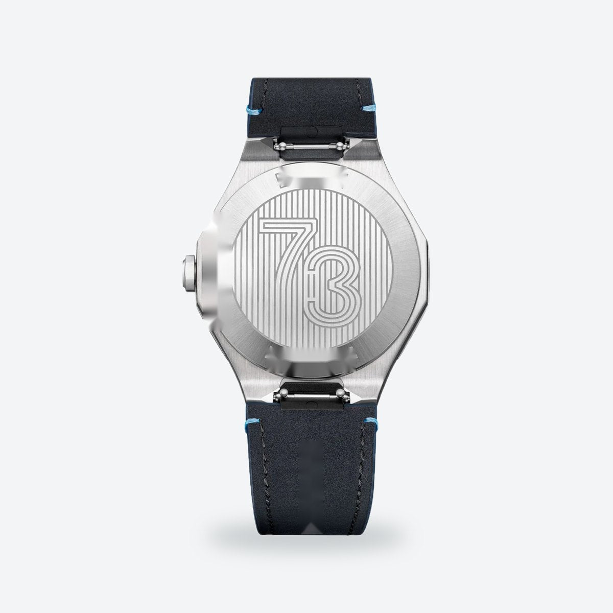 Men's 39mm Blue Dial Watch, Leather Strap, view 5