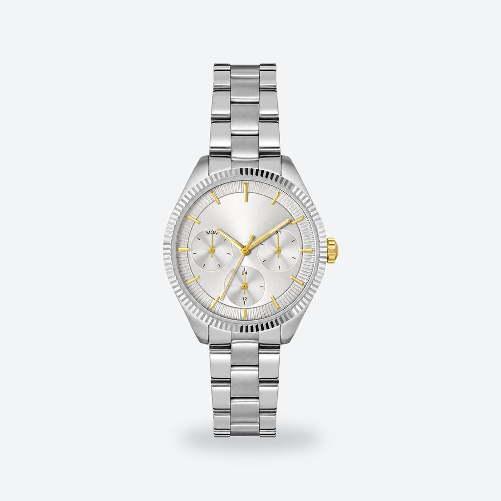 Women's 34mm Silver Dial Watch, Steel Bracelet, Silver dial / Silver-tone