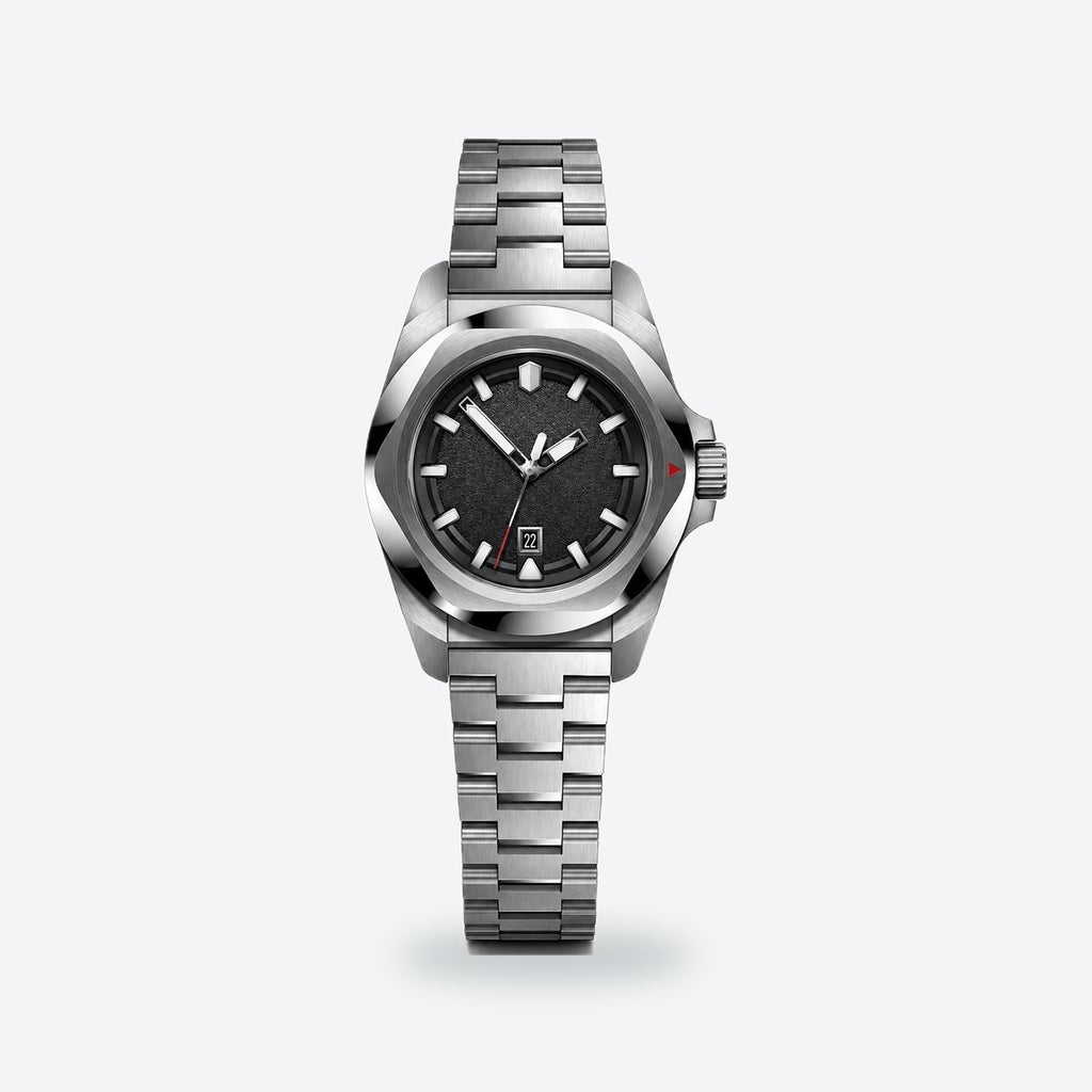 Women's 32mm Blue Dial Watch, Black dial / Silver-tone