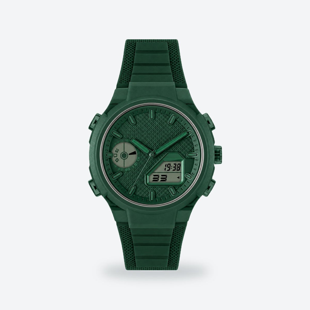 Men's 45mm Black and Gold Dial Watch, Green dial / Green
