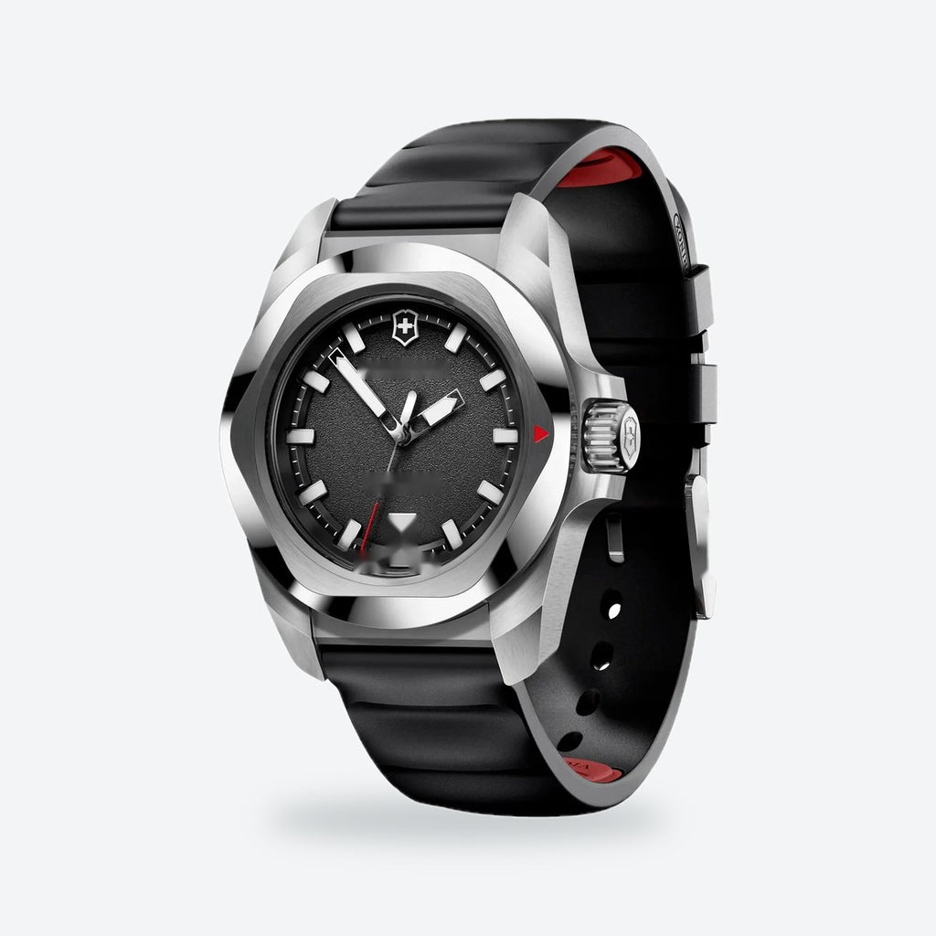 Men's 41mm Black Dial Watch, Rubber Strap, view 4