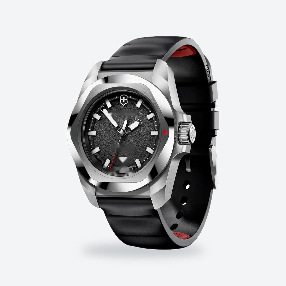 Men's 41mm Black Dial Watch, Rubber Strap, view 4