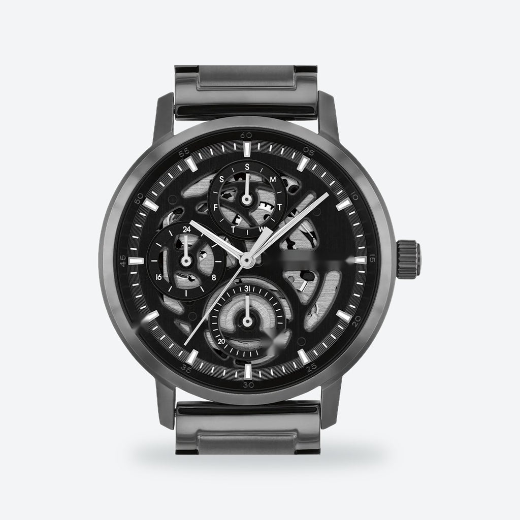 Men's 41mm Black Dial Watch, Steel Bracelet, view 3