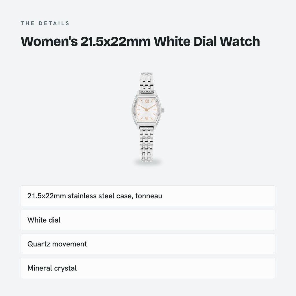 Women's 21.5x22mm White Dial Watch, details
