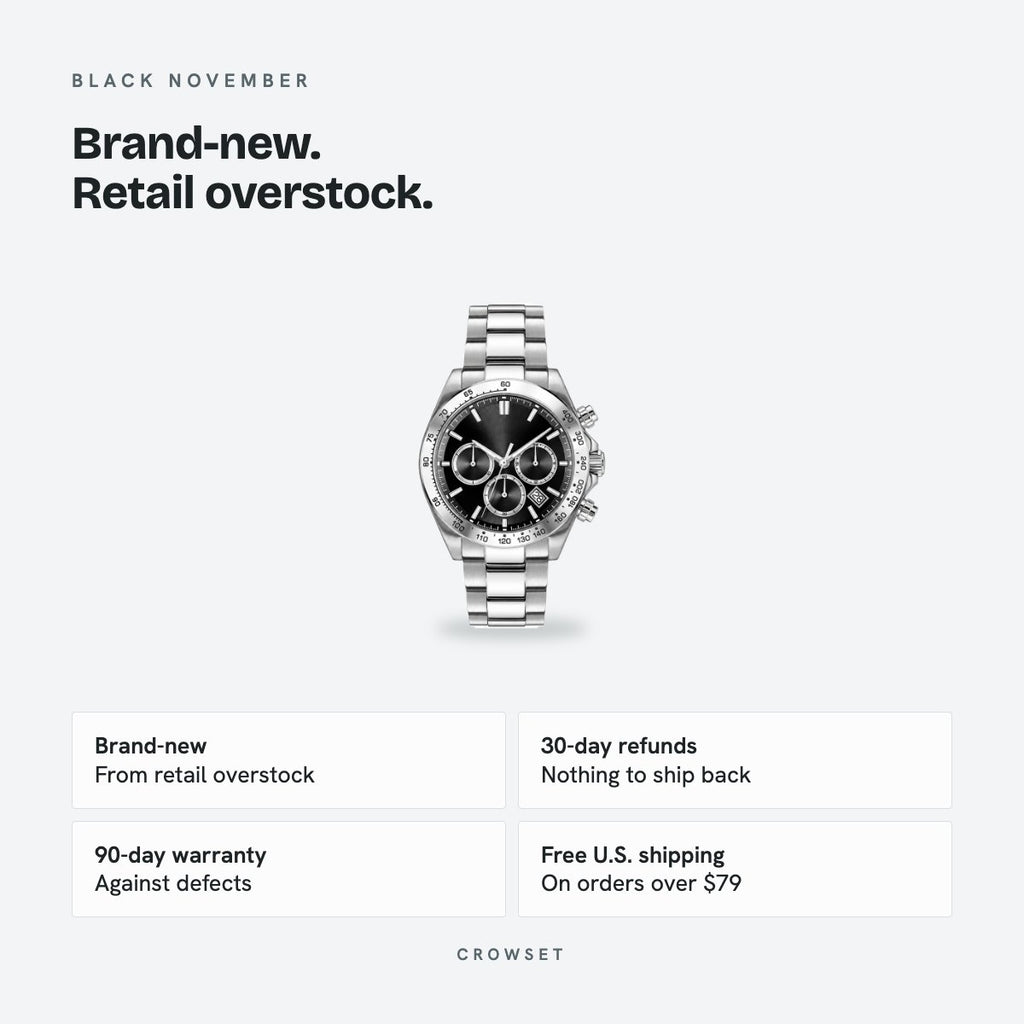 Men's 43mm Black Dial Chronograph Watch, details