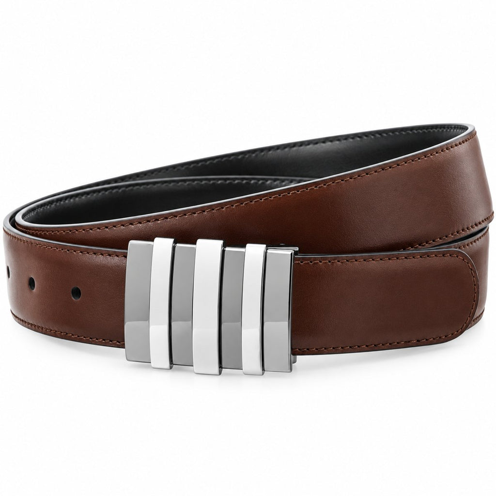 Men's Reversible Leather Belt, Black and Brown, view 4