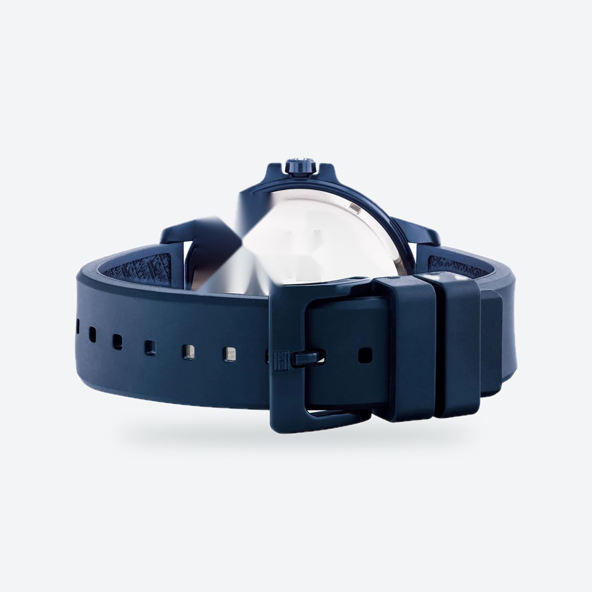 Men's 44mm Blue Dial Watch, Rubber Strap, view 2
